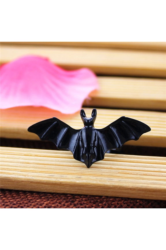 3Pcs Party Bat Rings Black Plastic Adjustable Rings for Themed Events