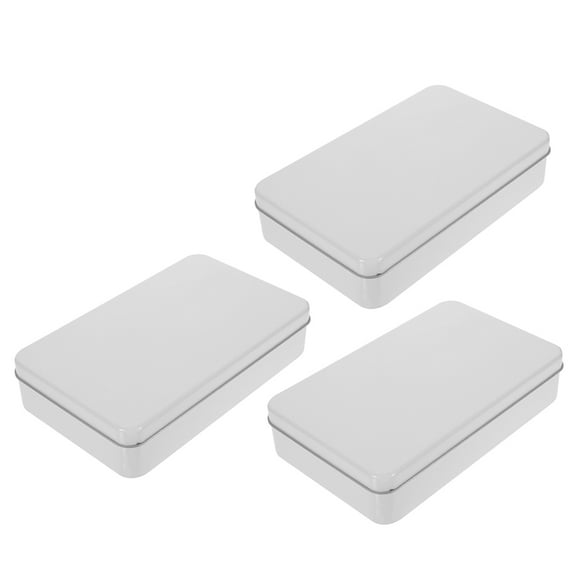 Tineasur White Tinplate Cookie Box for Storage Use, Sturdy and , 3Pcs