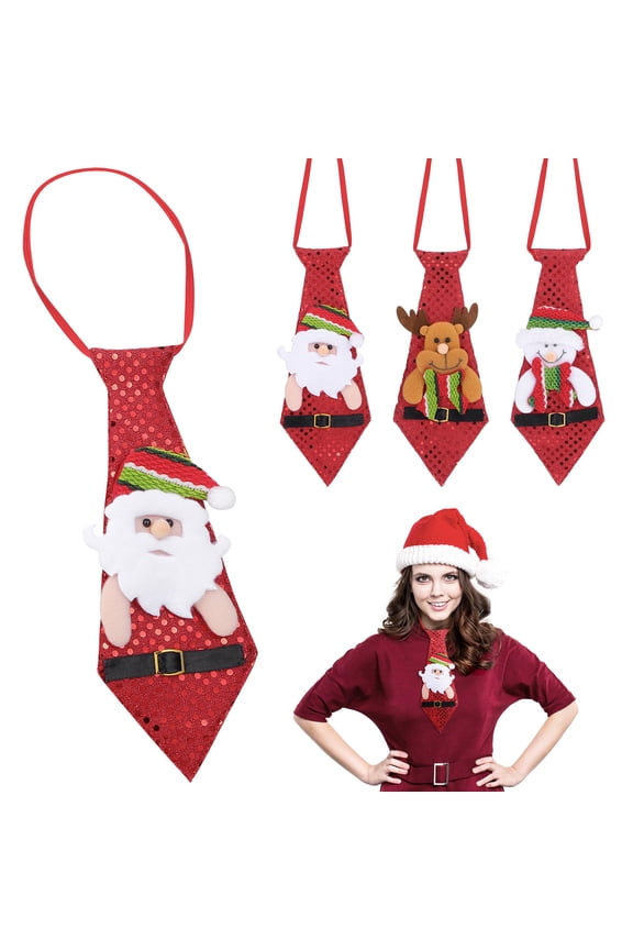 3Pcs Christmas Printed Neckties Soft Polyester Party Tie