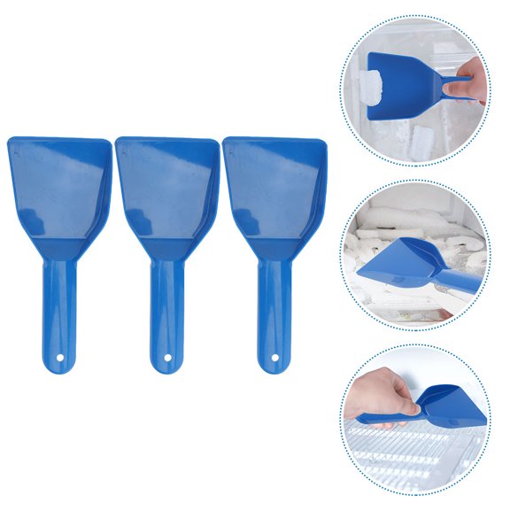 Tineasur 3Pcs Versatile Blue Plastic Ice Scraper for Home Use with Comfortable Handle Design