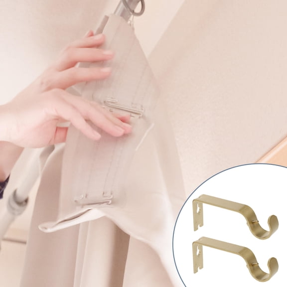 Tineasur Golden Iron Curtain Rod Brackets Easy Install Adjustable for Walls 3Pcs