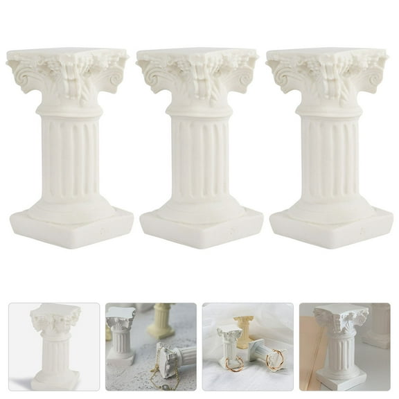 Tineasur White Resin Roman Pillars for Sand Table Decor, Stable Non- , Elegant 3 Pieces Set