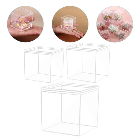 Tineasur 3Pcs Display Boxes with Lids Plastic Display Organizer for Home Decor