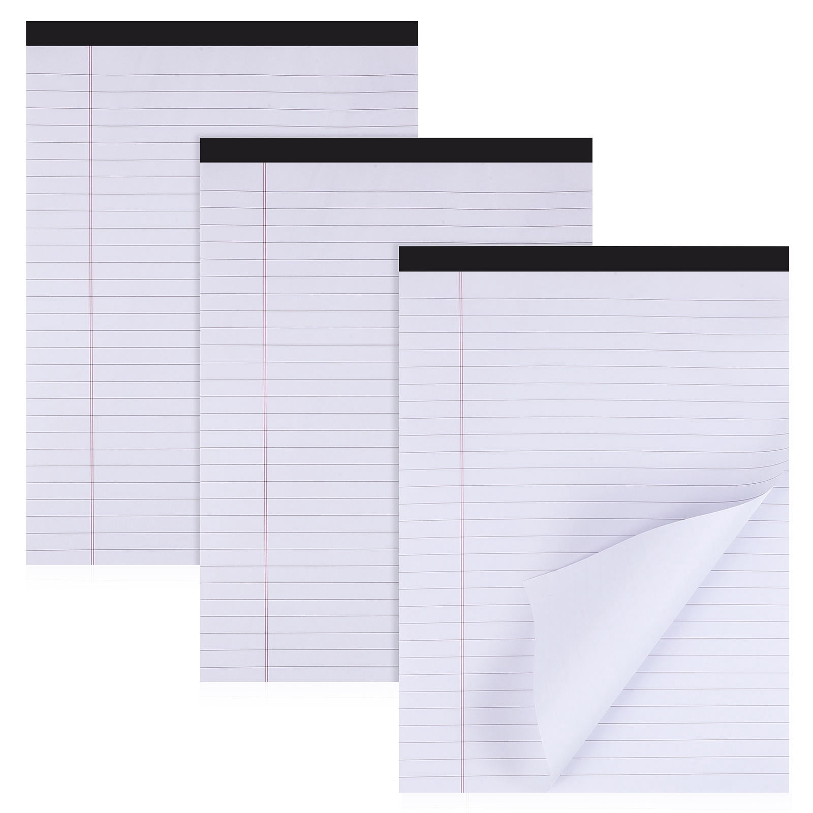 Tineasur 3Pcs White A4 College Ruled Legal Pads Lined Writing Notebooks for Home Use