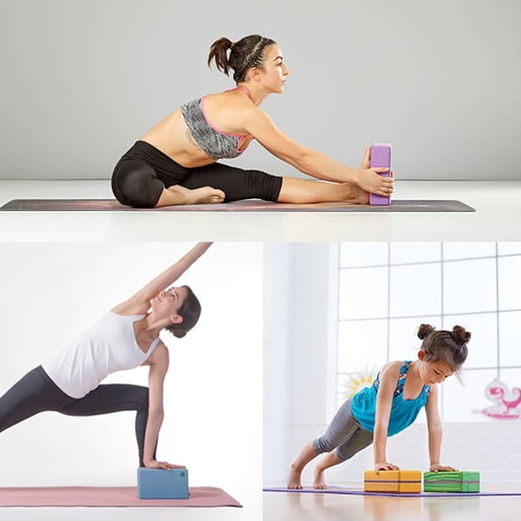 Tineasur 3Pcs Yoga Training Bricks with High Density Eva Material Assorted Color for Comfortable Practice
