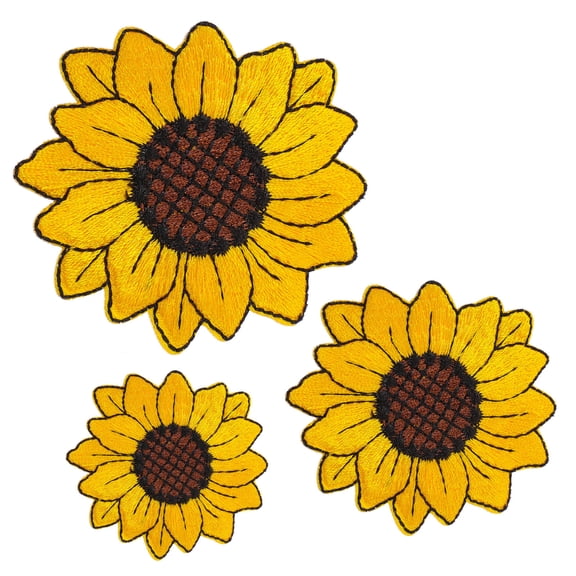 Tineasur Sunflower Embroidery Applique 3 Pieces Assorted Colors Craft Supplies Fine Workmanship