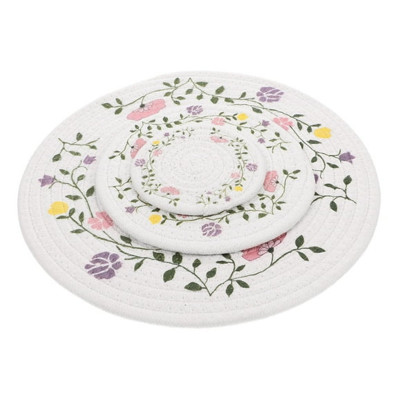 Tineasur 3Pcs White Cotton Rope Coasters for Home Heat Insulation Absorbent Drink Cup Mats