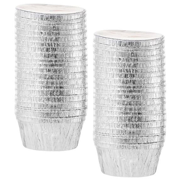 Tineasur 40Pcs Disposable Silver Foil Baking Cups for Muffin Egg Tart Cupcake Baking Supplies