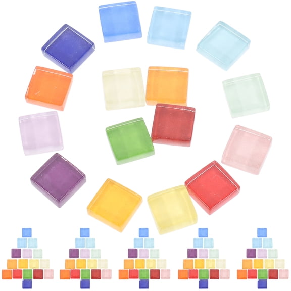 Tineasur 450Pcs Flat Crystal Marbles Tiles for Crafts Assorted Color Decorative Tiles