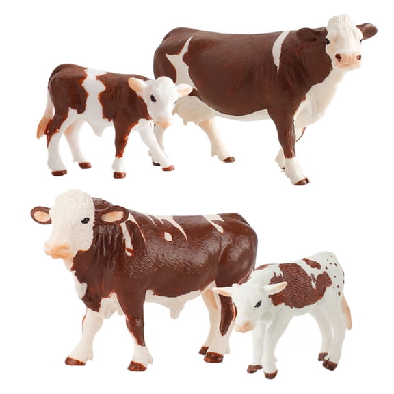 Tineasur 4PCS Cow Model Toy White PVC Figurines for Children Imagination Stimulation