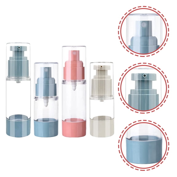 Tineasur 4Pcs Refillable Airless Pump Bottles for Travel Foundation and Skincare Storage