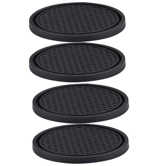 Tineasur 4pcs Black Round Coasters Set Coaster Set PVC Heat Resistant for Outdoor