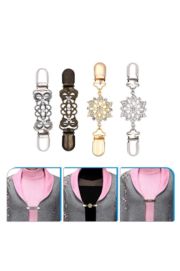 4Pcs Dress Clips Back Cinch Alloy Cardigan Clips for Sweaters Shawls and Dresses Assorted Colors