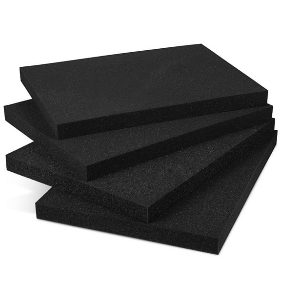 Tineasur 4Pcs Thick Black Foam Pads for Packing Inserts and Custom Tool Case Liners