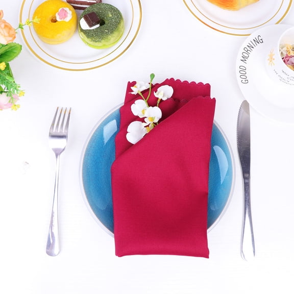 Tineasur 4Pcs Red Solid Color Napkin Cloth Useful Placemat for Indoor Outdoor Dining Table