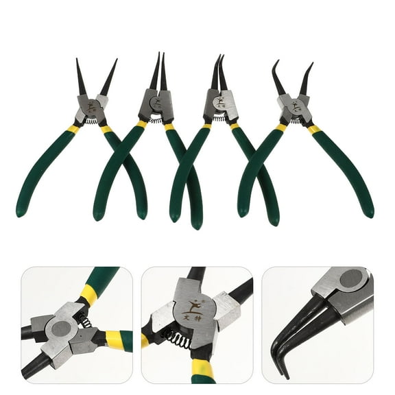 Tineasur 4Pcs Internal External Circlip Pliers Kit Strong Spring Loaded Carbon Steel