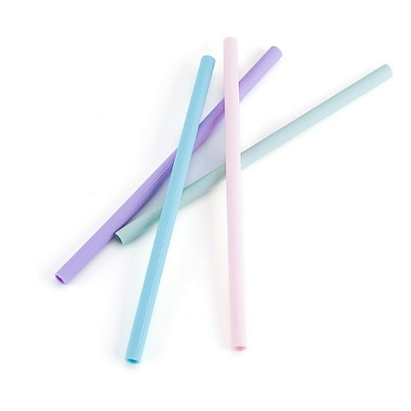 Tineasur 4Pcs Reusable Silicone Drinking Straws Multi Color Foldable Soft Straws for Beverages and Cocktails