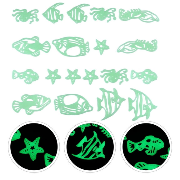 Tineasur Fluorescent Wall Sticker 4Sets Night Wall Decals Green Tropical Fish for Home Decoration