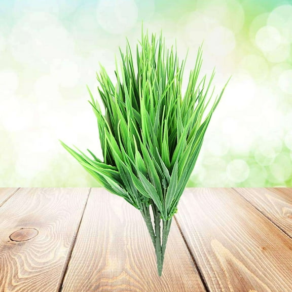 Tineasur 4Pcs Artificial Plants Green Plastic Wheat Grass Flexible Stem for Home Decor