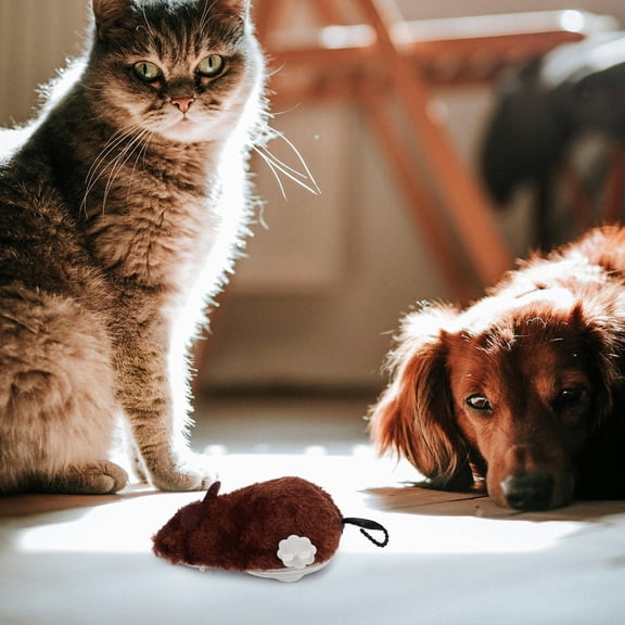 Tineasur 4Pcs Squeaking Cat Toy Assorted Color Plush Mouse Toys