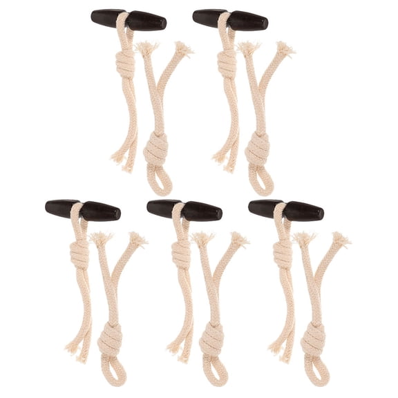Tineasur 5Pairs Cotton Rope Toggle Buttons Beige Decorative Coat Fasteners for Overcoat