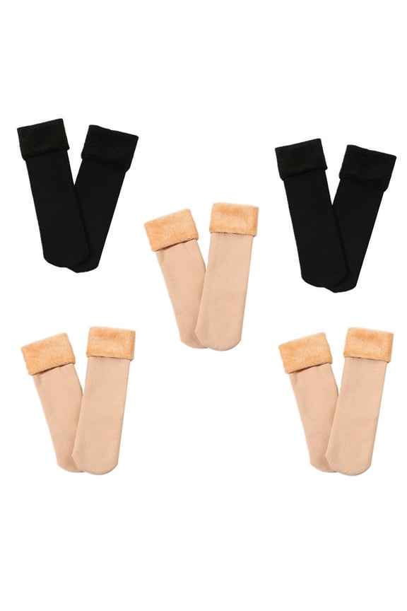 5 Pairs of Warm Mens Socks Nylon Skin Tone for Cold Weather