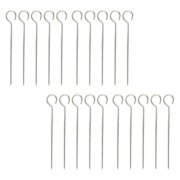 Tineasur 50 Pcs Stainless Grill Pins Barbecue Skewers for Meat Silver Safe Handling Barbecue Occasions