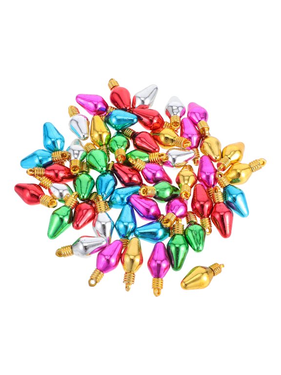 Christmas Light Bulb Beads Multi Color Plastic Hanging Charms for Crafts