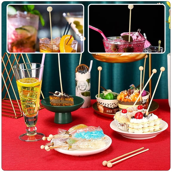 Tineasur 50Pcs Wooden Lollipop Sticks Light Yellow DIY Candy Sticks Decorative Cake Rods Stirring Rods