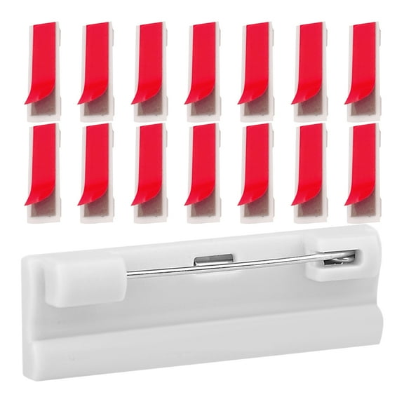 Tineasur Adhesive Badge Pins White Plastic Safety Bar Clips for ID Holders 50 Pieces and Easy to Use