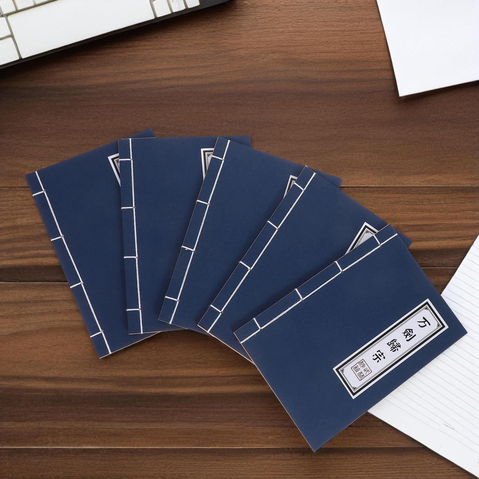 Tineasur 5Pcs Blank Ancient Script Patterned Notebook with Chinese Calligraphy Style Cover