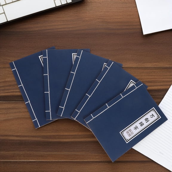 Tineasur 5Pcs Assorted Color Retro Chinese Journal with Old Script Patterned Cover for Notes