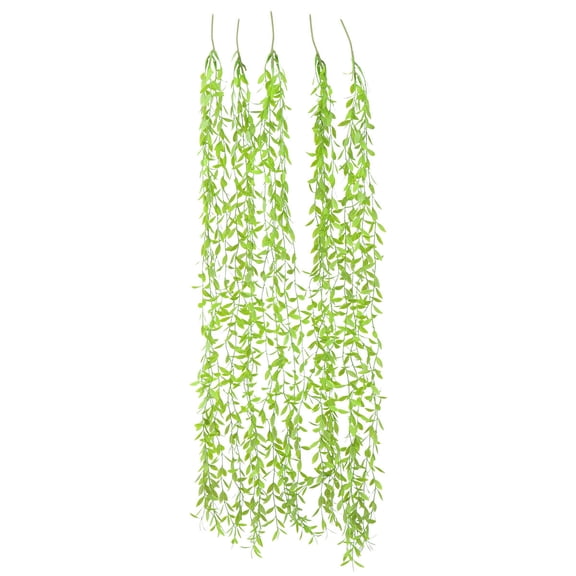 Tineasur 5Pcs Fake Weeping Willow Artificial Hanging Plant Green Vine for Natural Atmosphere
