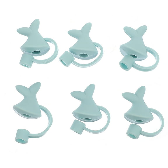Tineasur 6Pcs Straw Cover Plugs Silicone Dolphin Tail Shape Sealing Effect General Users