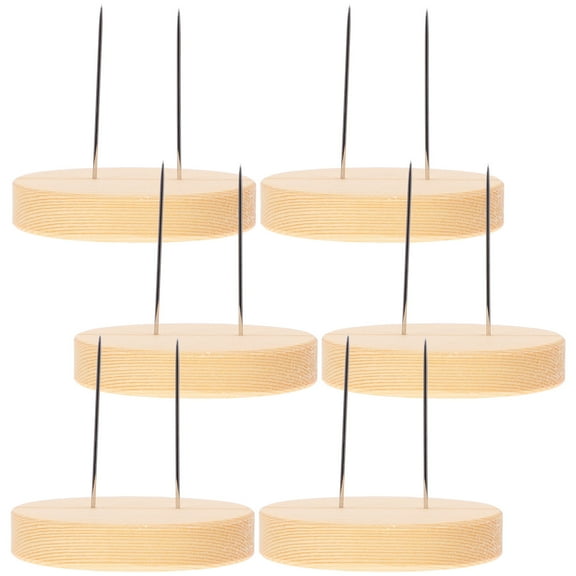 Tineasur 6Set Felt Animal Display Stand with Khaki Wooden Base Durable Metal Holder for Decoration