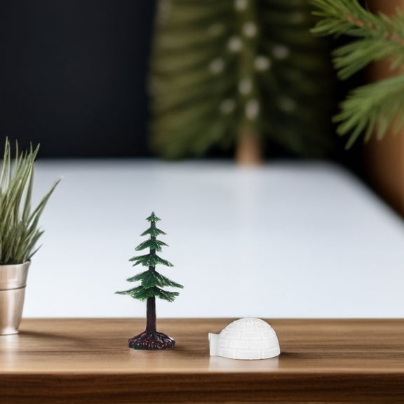 Tineasur 6-Pack Mini Artificial Snowy Christmas Trees for Desk, Office, Home Holiday Decoration and Festive Display