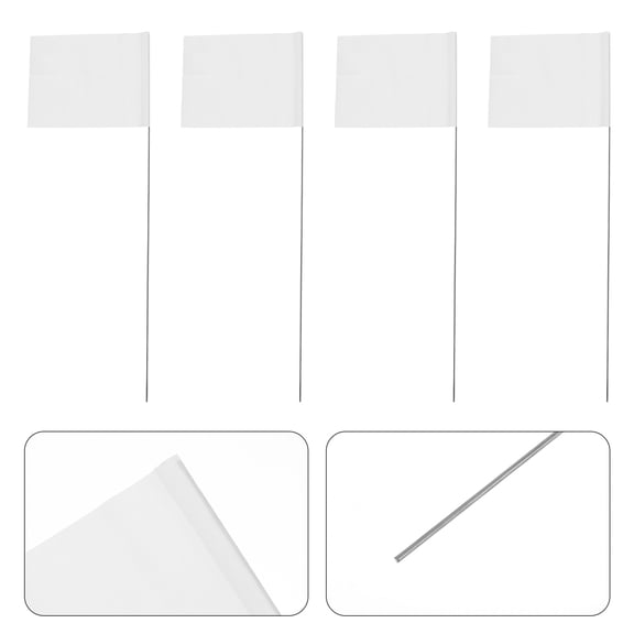 Tineasur 80pcs White Marker Flags for Yard Survey and Traffic Warning