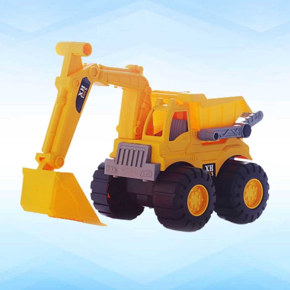 Tineasur ABS Plastic Simulation Engineering Yellow Excavator Truck with Movable Shovel and Detailed Design