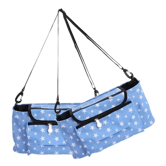 Tineasur Back to School Stroller Hanging Bag Reusable Stroller Storage Bag Blue Polyester 1Pcs