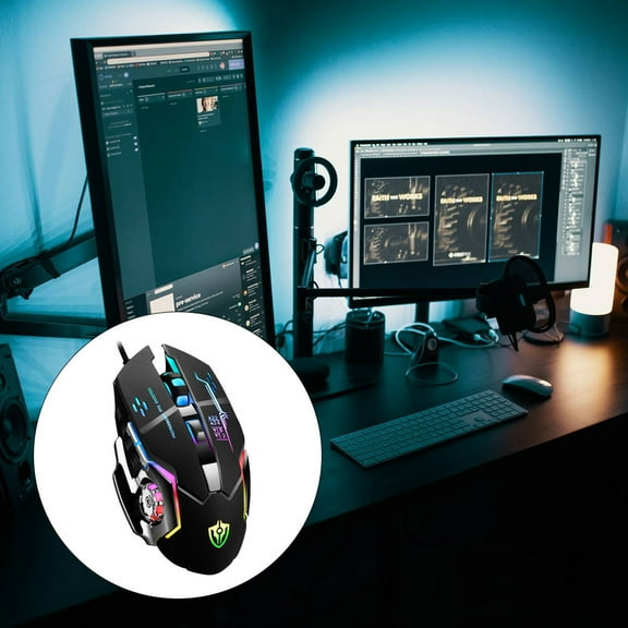 Tineasur Black Gaming Mouse with Metal Body 5.4x2.8in Wired Optical Mouse for Back to School Gamers and Office Use