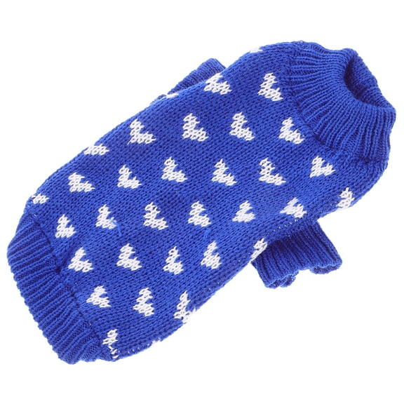 Tineasur Adorable Blue Acrylic Dog Sweater Valentine Heart Pattern Warm Pet Vest