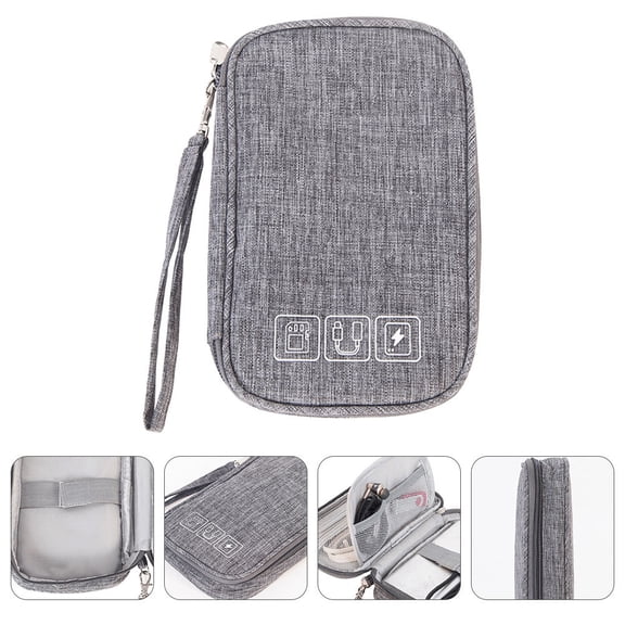 Tineasur Grey Cable Organizer Bag with Mesh Pockets High Elasticity and Premium Zipper for Electronic Accessories