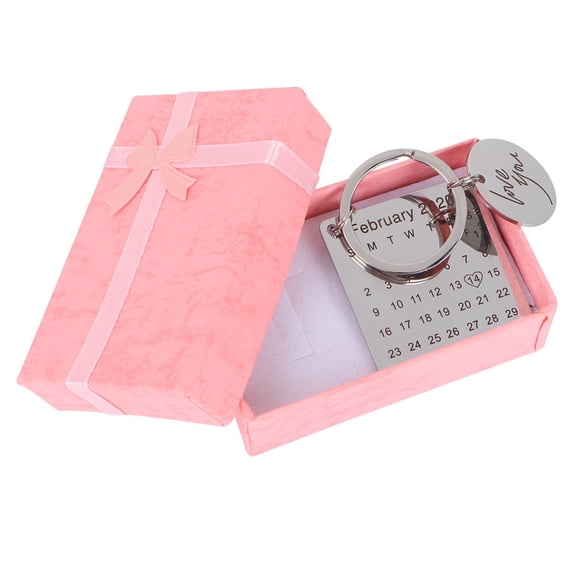 Tineasur Stainless Steel Calendar Keychain for Couples with Meaningful Words