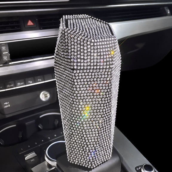 Tineasur Vehicle Trash Bin Silver Plastic Rhinestone Leakproof 1Set
