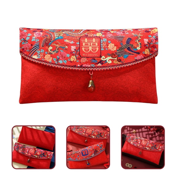 Tineasur Red Fabric Envelopes for Weddings, Chinese Style Packets, Suitable for All Groups, 1 Piece