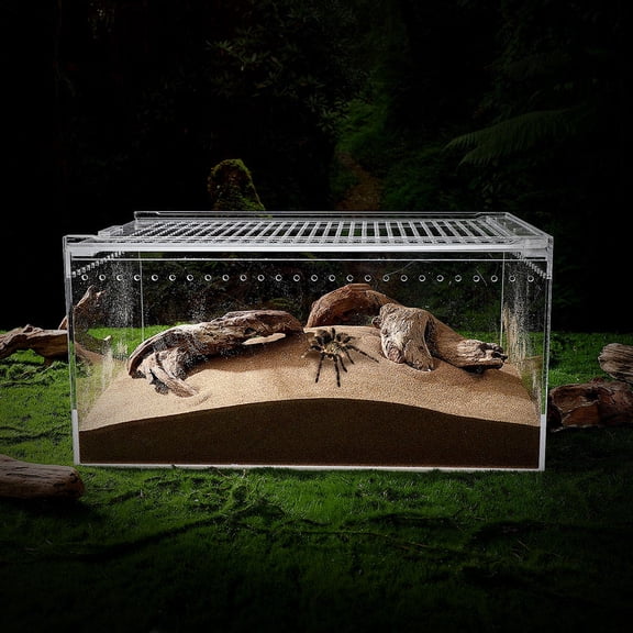 Tineasur Clear Acrylic Reptile Terrarium, Multi-Function Habitat Enclosure with Ventilation Holes for Lizards, and Snakes