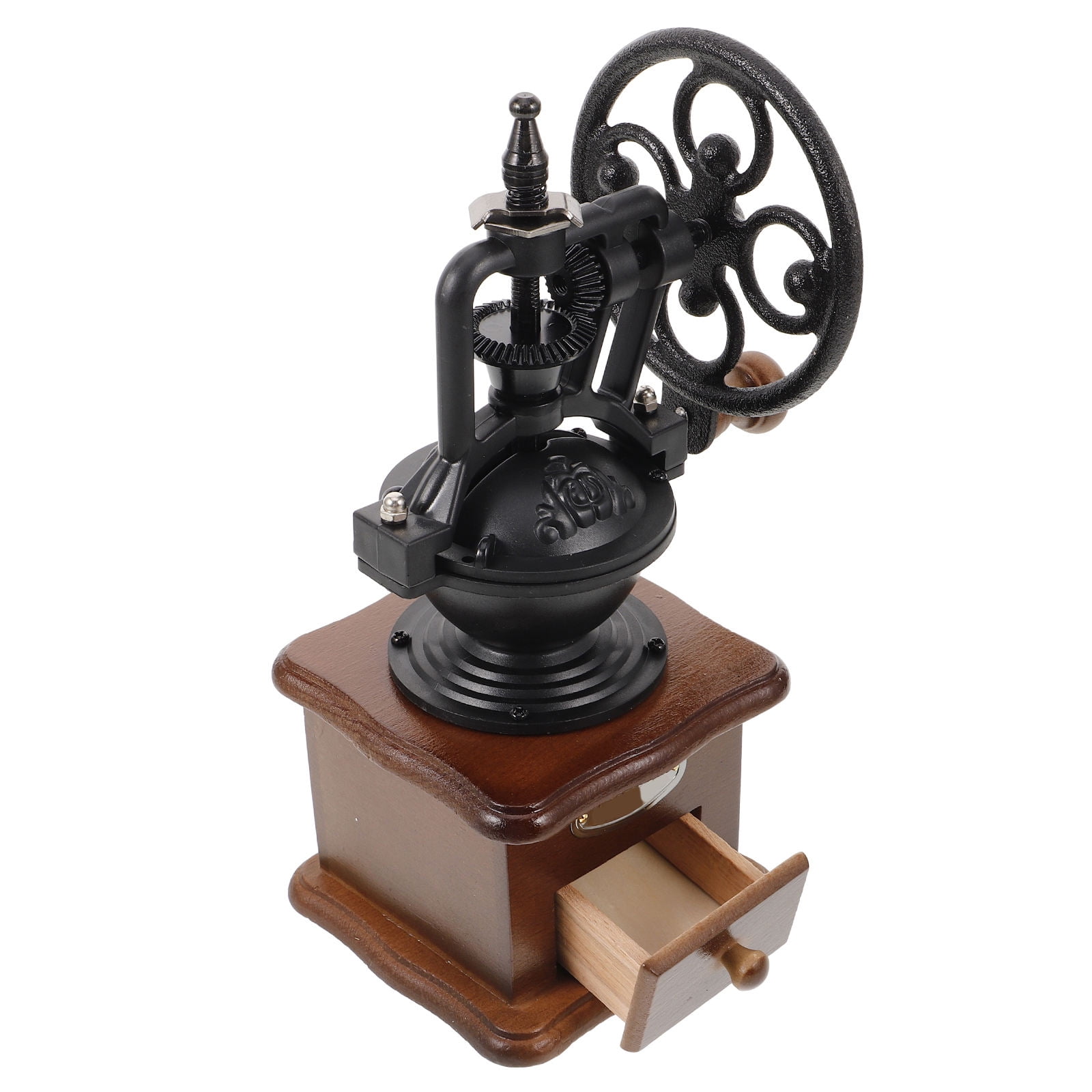 Tineasur Manual Coffee Bean Grinder Iron Wood Black for Adults Rich Aroma