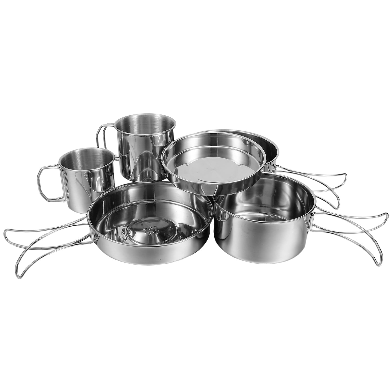 Tineasur Compact Stainless Steel Camping Set with Pot, Pan, and Cup for ...