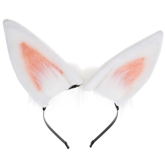 Tineasur Cute Furry Rabbit Ears Headband in Pink for Cosplay and Party