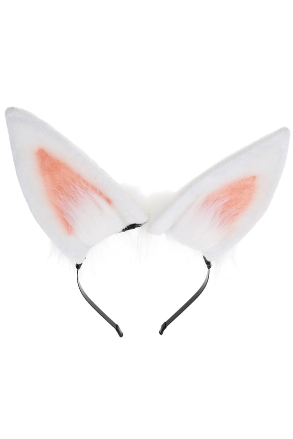 Cute Furry Rabbit Ears Headband in Pink for Cosplay and Party